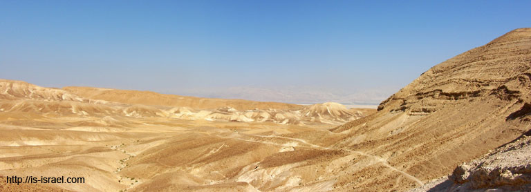 Вид на Иудейскую пустыню и Мертвое море.