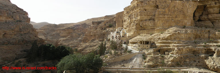 Вид на монастырь Святого Георгия и Вади Кельт